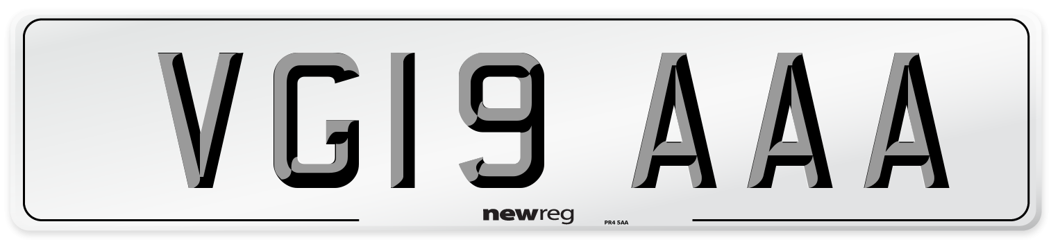 VG19 AAA Number Plate from New Reg